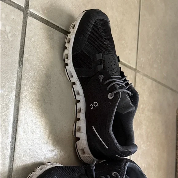 On Running Black Athletic Shoes with White Soles - Picture 2 of 5